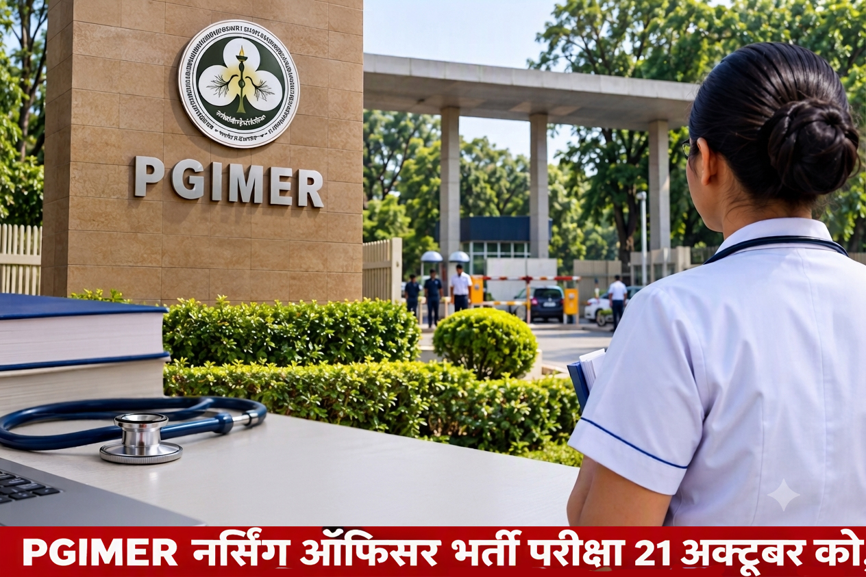 पीजीआईएमईआर ने जारी किया नर्सिंग ऑफिसर परीक्षा की तारीख, 21 अक्तूबर को होगी कंप्यूटर आधारित परीक्षा